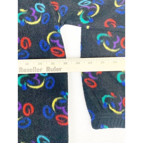 Vintage Mickey Mouse Fleece Sweater Black Small Disney World All Over Print - Picture 5 of 6